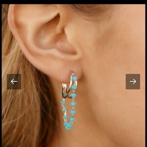 Pura Vida Silver Blue Beaded Hoop Earrings